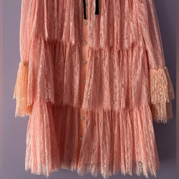 Alice + Olivia Joanie Tiered Ruffle Button-Down Dress - Picture 3 of 16